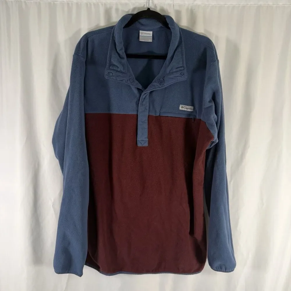 Columbia Fleece 1/4 Snap Pullover Men's XL Tall Blue Long Sleeve Pullover
